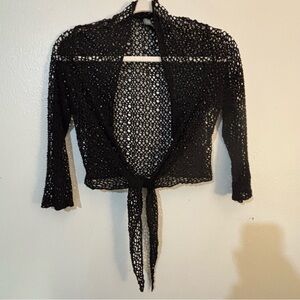 Avita Black Open Weave Crochet Bolero